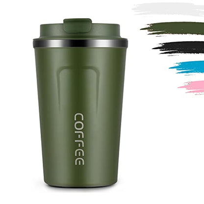 Artlive Coffee Cup, Travel Mug Insulated & Reusable Thermal Stainless Steel with Leakproof Lid & Eco-Friendly for Hot & Cold Drinks 380ml (Black)