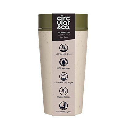 Circular and Co Leakproof Reusable Coffee Cup 12oz/340ml - The World's First Travel Mug Made from Recycled Coffee Cups, 100% Leak-Proof, Sustainable & Insulated (Black & Giggle Pink)