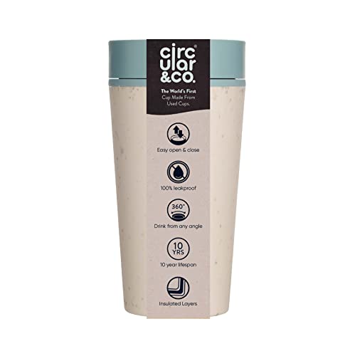 Circular and Co Leakproof Reusable Coffee Cup 12oz/340ml - The World's First Travel Mug Made from Recycled Coffee Cups, 100% Leak-Proof, Sustainable & Insulated (Black & Giggle Pink)
