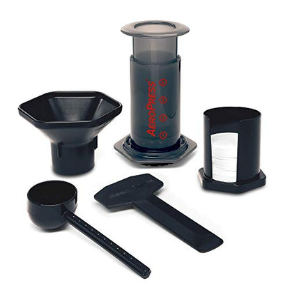 AeroPress Coffee and Espresso Maker - Quickly Makes Delicious Coffee Without Bitterness - 1 to 3 Cups Per Pressing,Black