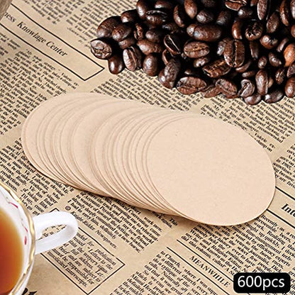 600 PCS Unbleached Coffee Filters Papers for Aeropress, 64mm/2.5" Natural Replacement Round Coffee Filters Papers Cup Tea Maker Filters Brown Micro Paper Filter for Espresso Coffee Makers