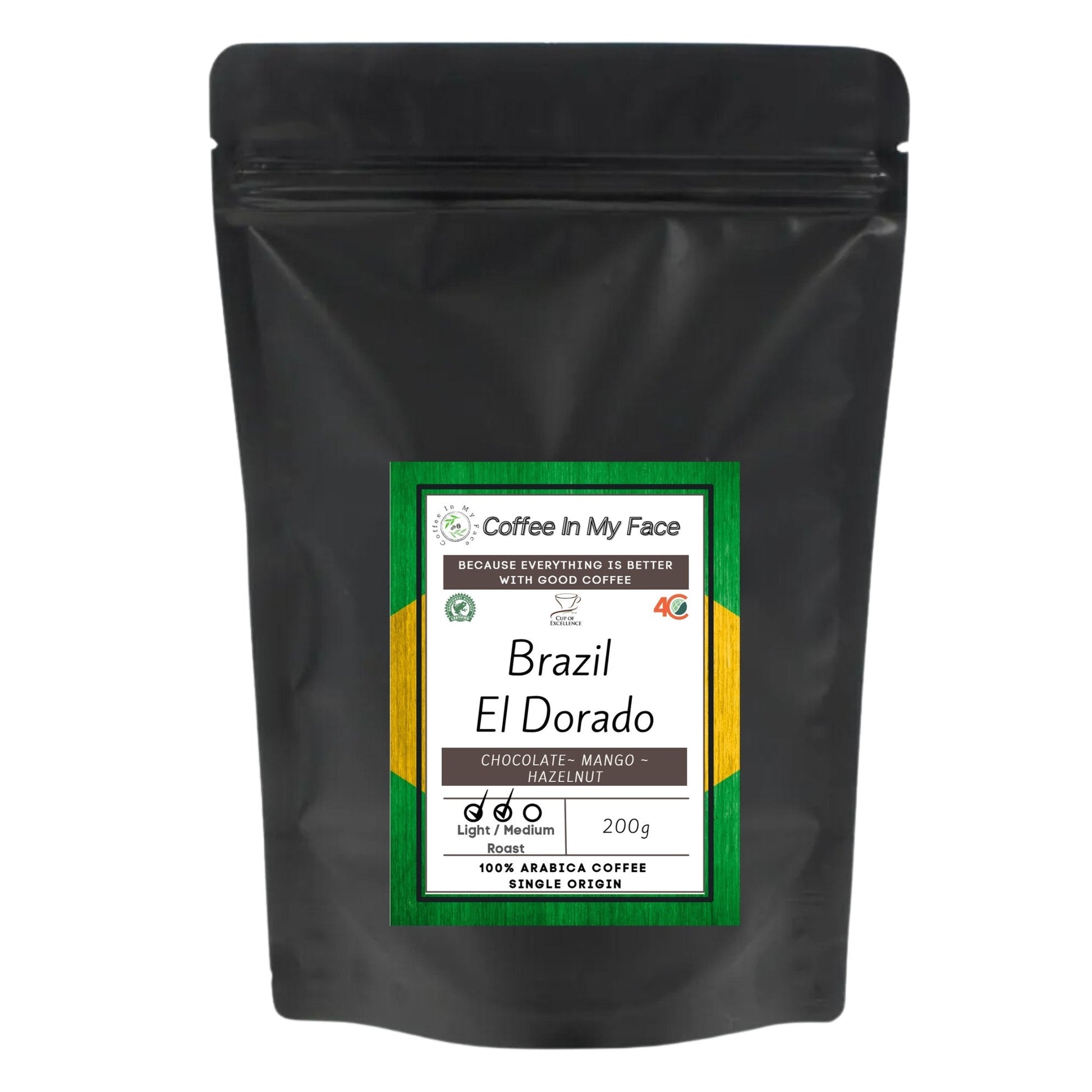 Brazil El Dorado | Light / Medium Roasted | Single Origin Coffee | 200g | Certified - Single Origin-Coffee In My Face LTD