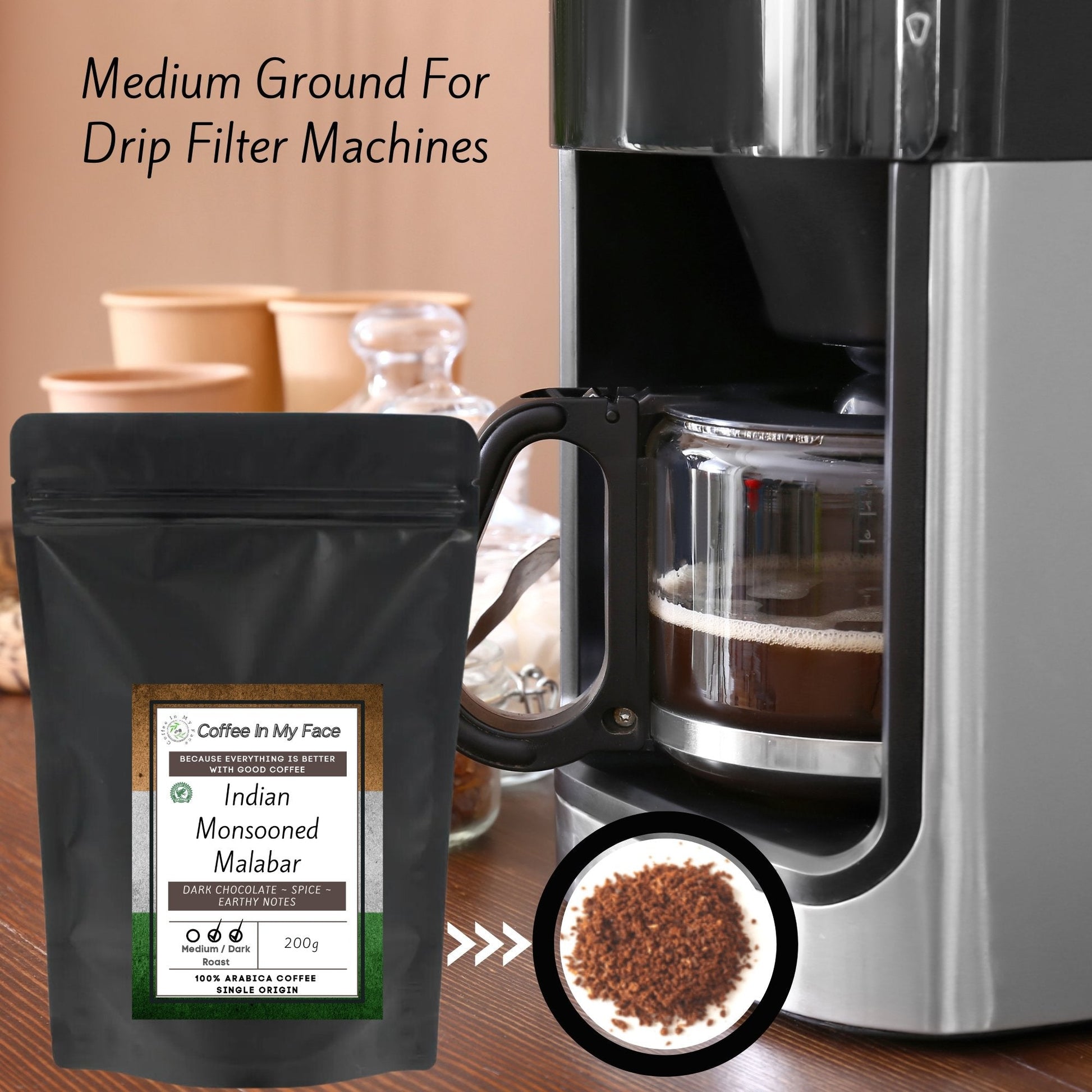 Indian Monsoon Malabar | Medium / Dark Roasted | Single Origin Coffee | 200g - Single Origin-Coffee In My Face LTD